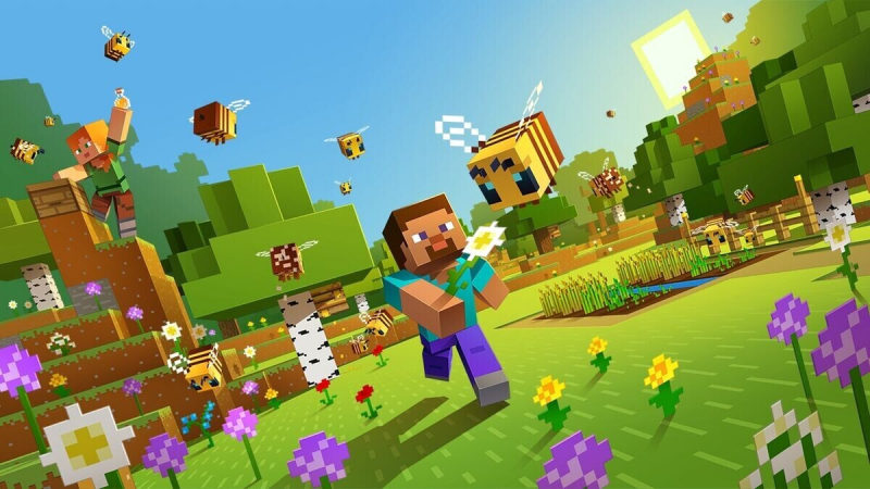 Thu thập tài nguyên xây nhà trong game MineCraft