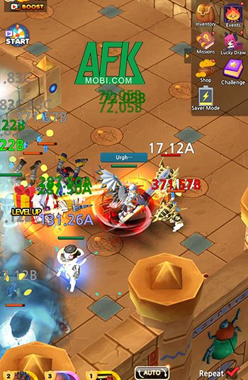 Idle Leo cho người chơi cùng đội anh hùng của mình tiêu diệt bọn quái vật để cày cuốc