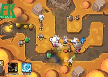 Chỉ huy các lính đánh thuê động vật trong việc phòng thủ tại game Cat Rush: Tower Defense