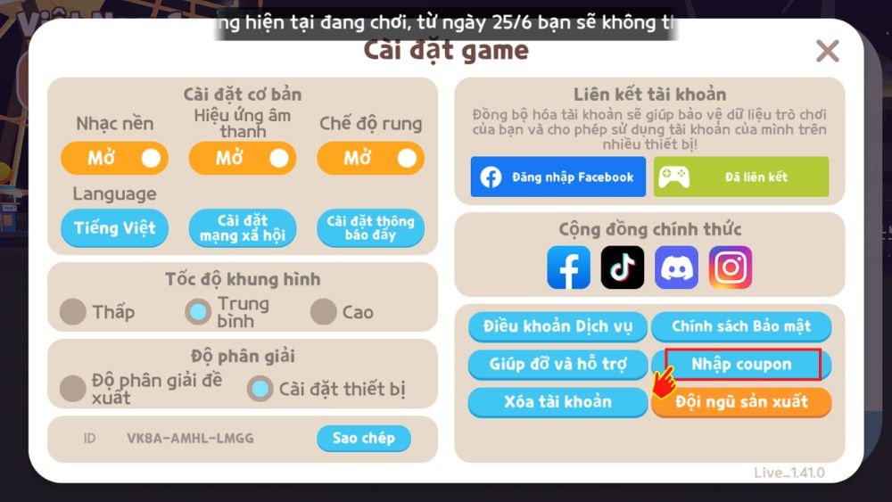 Bấm vào mục Nhập coupon.