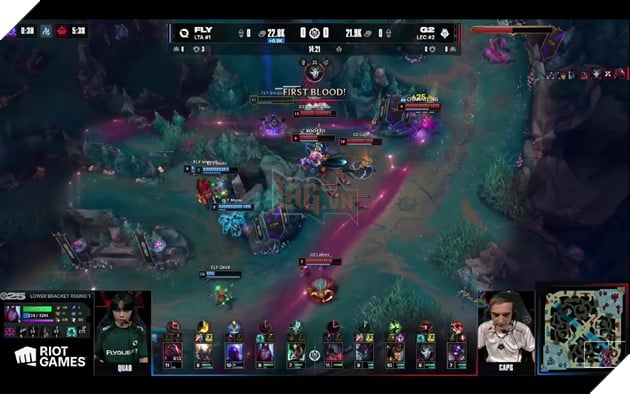 G2 có được mạng hạ gục đầu tiên sau 14 phút thi đấu