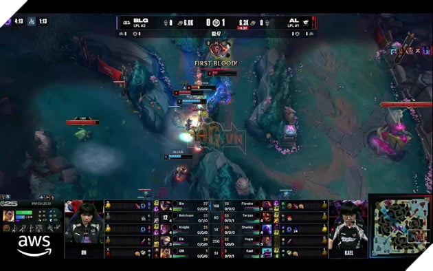 MSI 2025: Anyone's Legend Huy Diet Bilibili Gaming Voi Ty So 3-0 5 AL có được lợi thế đầu game nhờ pha gank chuẩn xác của Tarzan