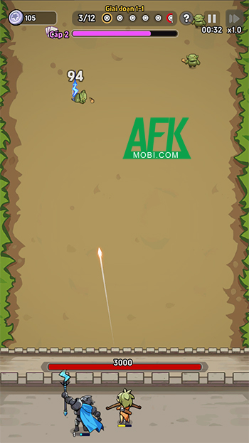 Bảo vệ bức tường của lâu đài trước các đợt kẻ thù trong game Castle Defenders Clash 1