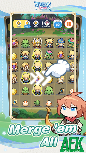 Hợp nhất để phòng thủ trước bọn quái vật trong game Ragnarok Crush: Match & Merge 1