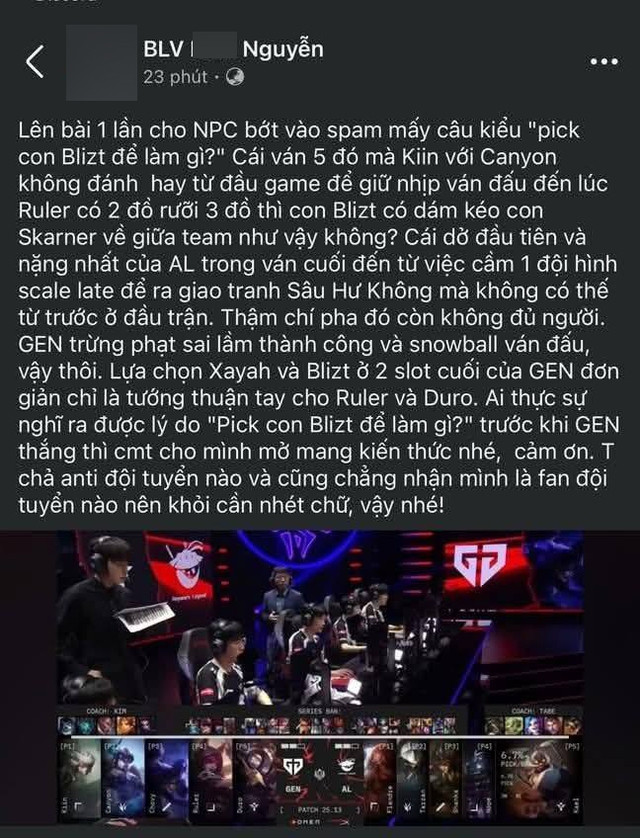 Vạ miệng về Gen.G, BLV của VCS lên tiếng vẫn bị soi 