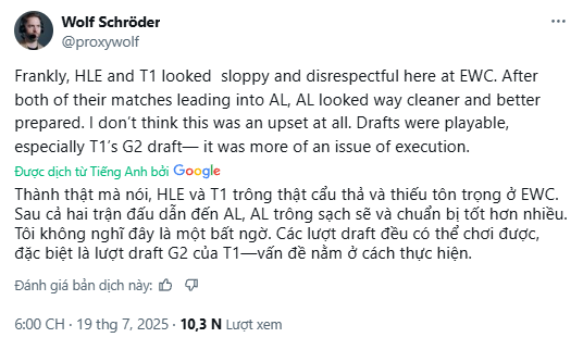 Cộng đồng tranh cãi lý do T1 bại trận trước AL tại EWC 2025- Ảnh 2.