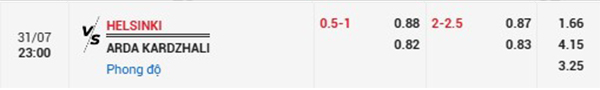 TL HJK Helsinki vs Arda