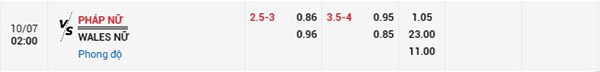 TL Nữ Pháp vs Nữ Wales