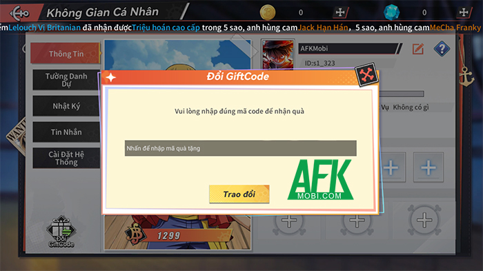 AFKMobi tặng nhiều gift code game Tứ Hoàng Hỏa Quốc giá trị