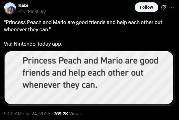 Mario kiên trì giải cứu công chúa Peach suốt 40 năm nay, nhưng Nintendo bảo họ chỉ là bạn tốt- Ảnh 1.