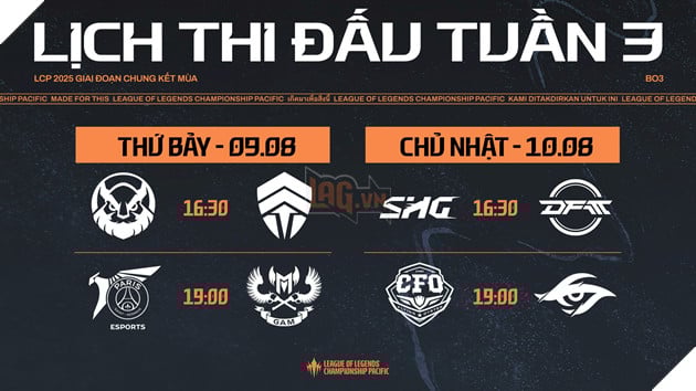 Lich Thi Dau LCP 2025 Tuan 3: Team Secret Whales Tranh Ngoi Dau Bang Voi CFO Lịch thi đấu LCP 2025 Tuần 3