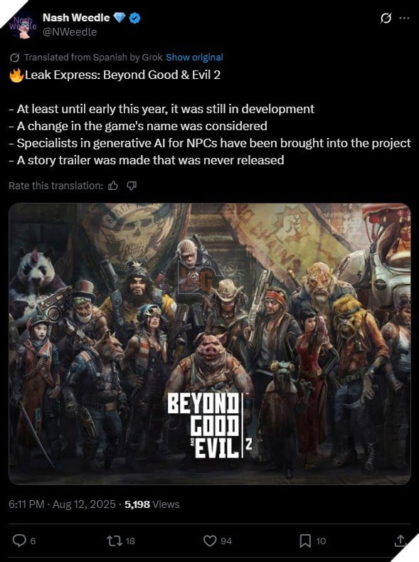 Tuyên bố khẳng định Beyond Good and Evil 2 có sự tham gia chuyên gia AI