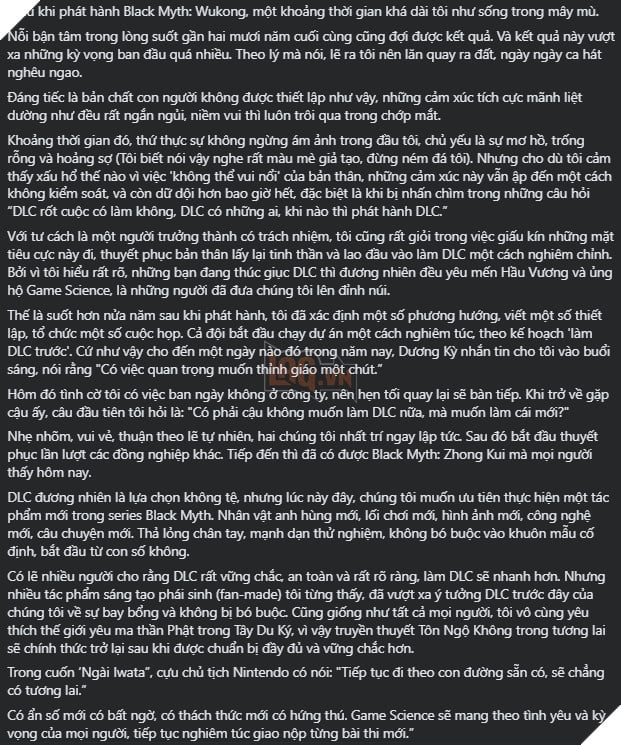 Dich Than CEO Kiem Co-Founder Game Science Len Tieng Ve Quyet Dinh Lam Black Myth: Zhong Kui 4 Nội dung tâm thư của CEO Game Science được biên dịch sang tiếng Việt