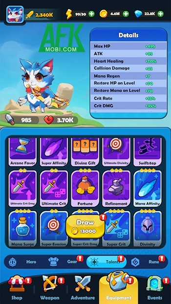 Điều khiển một chú mèo đối mặt các đợt kẻ thù lẫn quái vật với game Cat Hero: Magic Journey 3