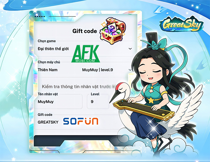 Tổng hợp gift code game Great Sky: Đại Thiên Thế Giới mới nhất trong tháng 0