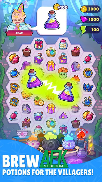 Trợ giúp cô nàng phù thủy trẻ trong game casual giải đố Potion Merge: Tower Mystery 1