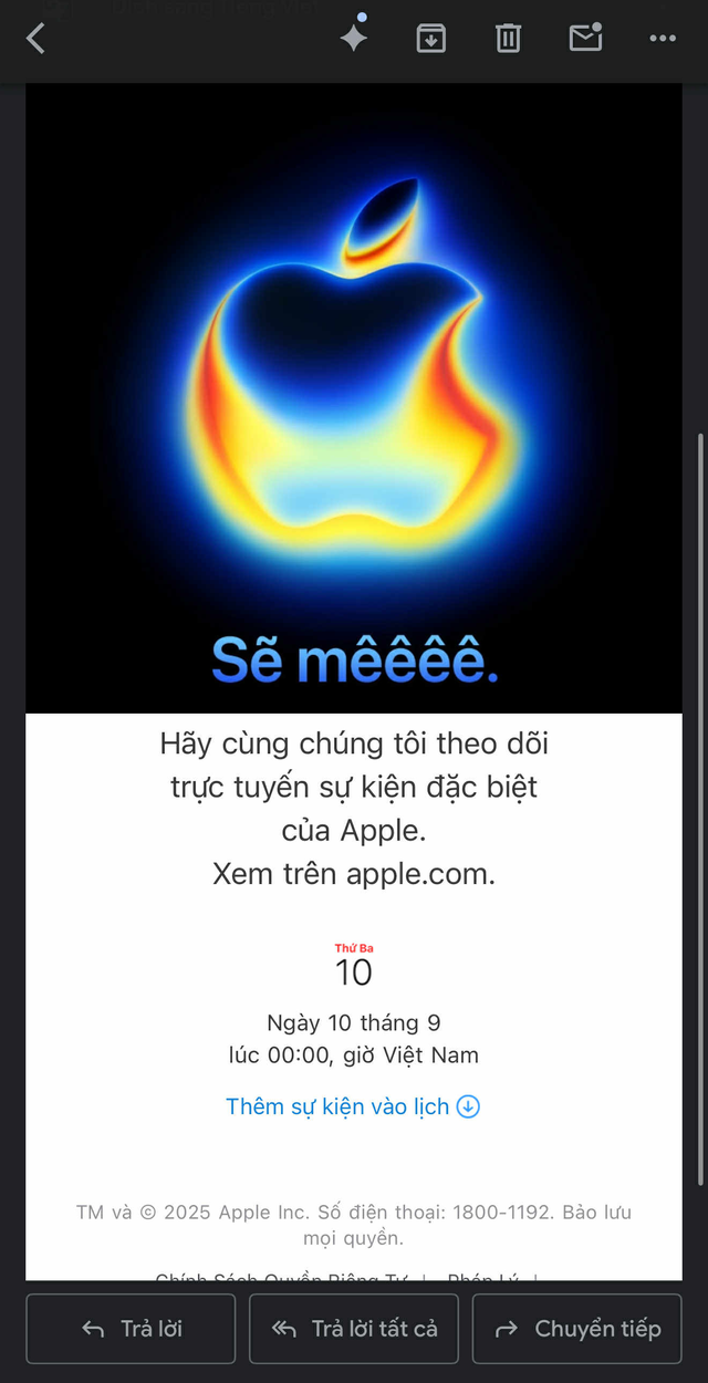 Apple chuẩn bị ra mắt iPhone 17, gửi hẳn thư mời tiếng Việt- Ảnh 1. Apple chuẩn bị ra mắt iPhone 17, gửi hẳn thư mời tiếng Việt- Ảnh 1.