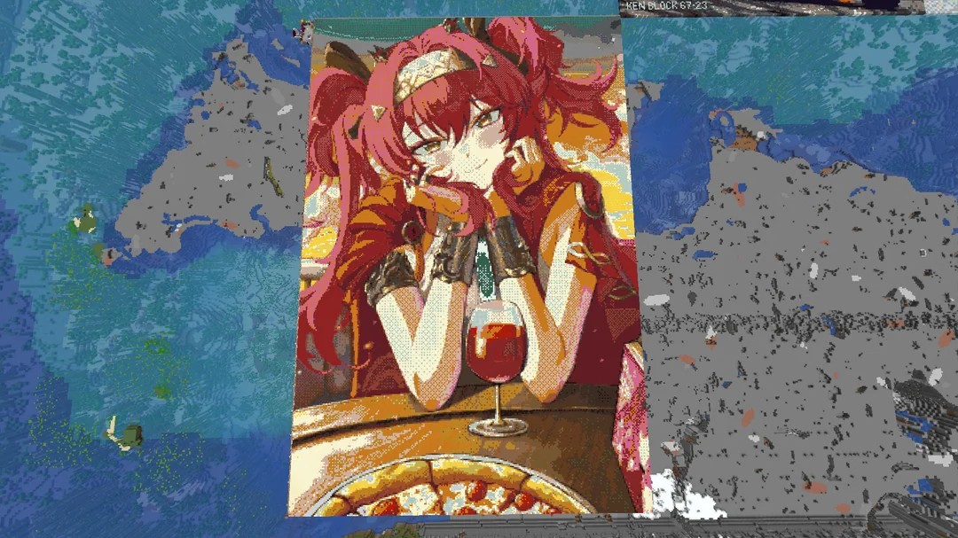 2 game thủ dùng gần 100 nghìn khối block, vẽ chân dung 