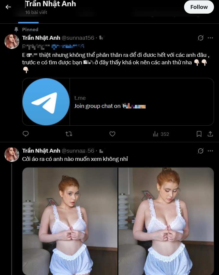 Xuất hiện tài khoản trên mạng xã hội X gắn với nội dung nhạy cảm, hot girl Sunna nói gì?- Ảnh 1.